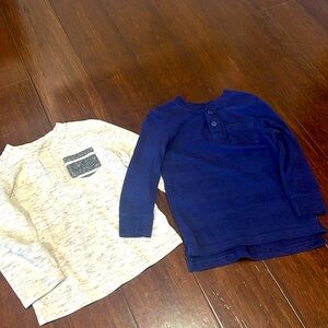 Set of 2 Boys 2T Long Sleeve Shirts, Cat and Jacks Boys 2T Shirts, Thermal Style